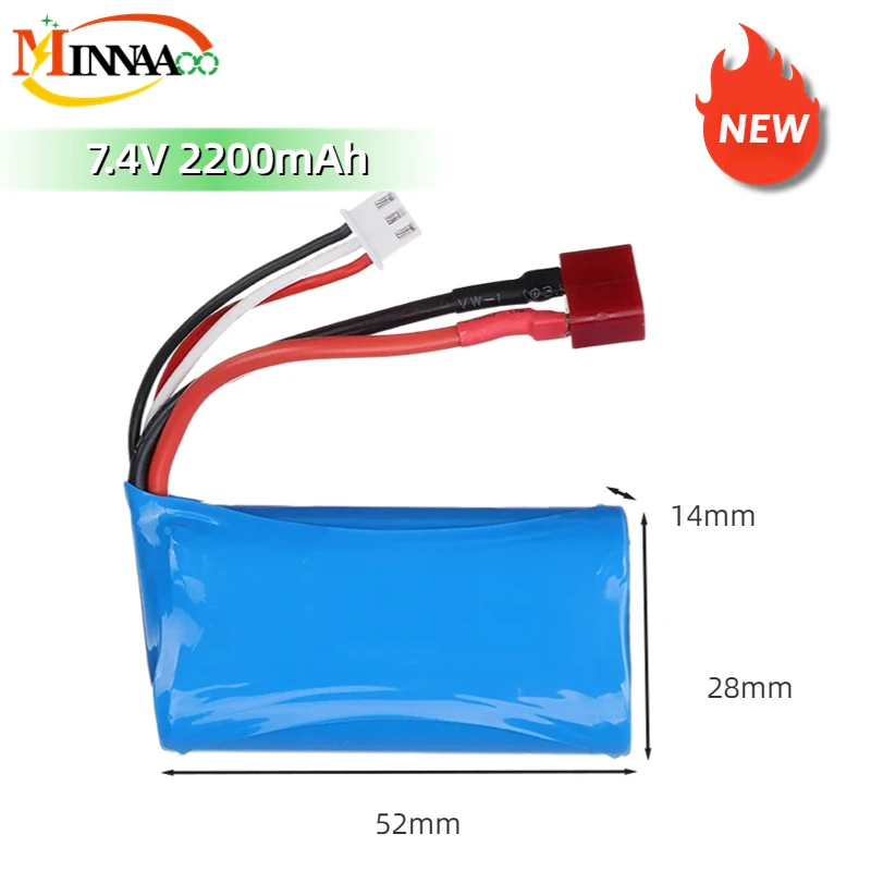 

2023 New 7.4V 3000mah 18650 Lithium battery for Q46 Wltoys 10428/12428/12423 WPL MN99S D90 U12A S033g for rc boat and car