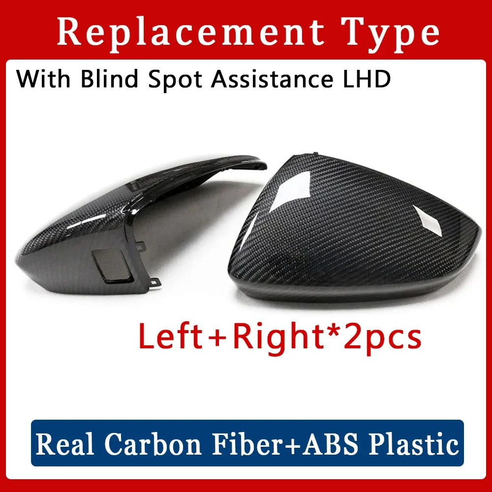 Чехол для зеркала заднего вида для Audi A3 S3 RS3 8Y 2021-2023 LHD, задние зеркальные корпуса из настоящего углеродного волокна, дополнительная рамка, запасная деталь