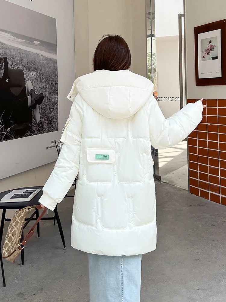 2022 New Design Oversized Winter Jacket For Women's Middle Long Fashoin Hooded Padded Warm Thicken Female Ladies Parka Coat