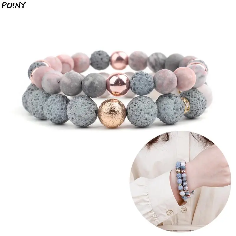 

Women Lava Rock Stone Bracelet Aromatherapy Essential Oil Diffuser For Women Natural Healing Crystal Bracelets