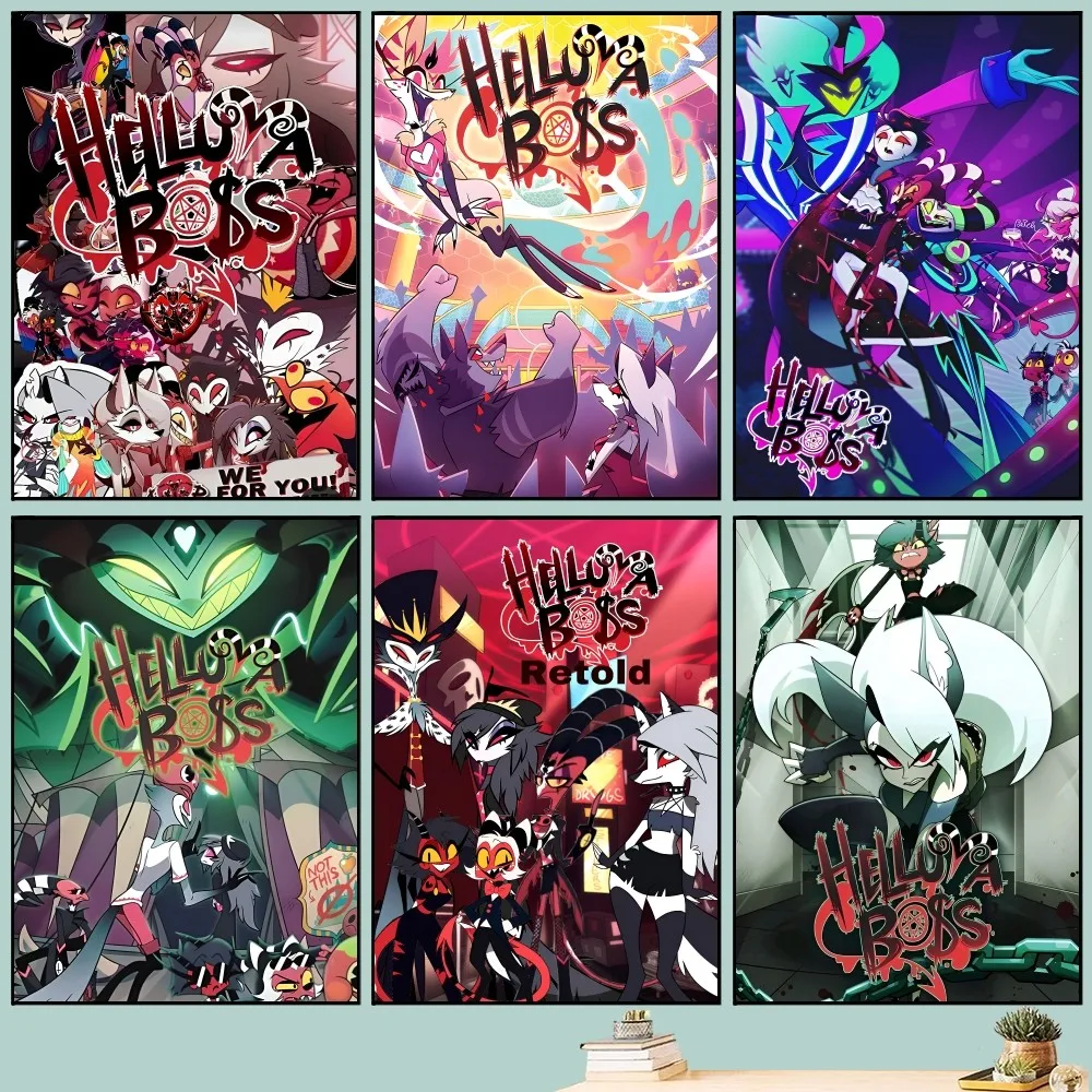 Наклейка с мультяшным плакатом Helluva B-Boss современный стиль