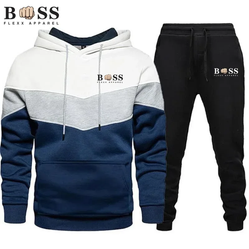 

2 Pieces Sets Tracksuit Hooded Sweatshirt +Drawstring Pants Male Sport Hoodies Running Sportswear Men Women Brand Autumn Winter