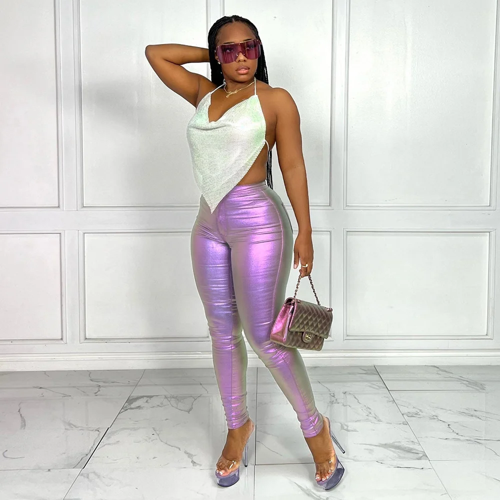 Women's 2023 summer new products fashion luxury sexy mesh perspective outside to wear trousers women