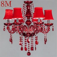 8m european style chandelier red pendant crystal candle luxury led light fixtures modern indoor for home living room