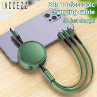 accezz 5a fast charging 3 in 1 usb c cable for iphone micro usb type c for samsung xiaomi huawei mobile phone charger cord 1 2m