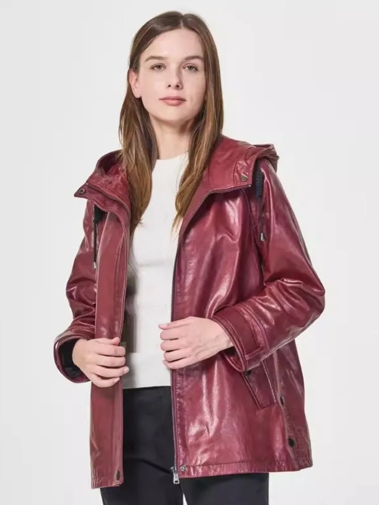 Женская куртка из натуральной кожи на молнии Свободная Повседневная ветровка с