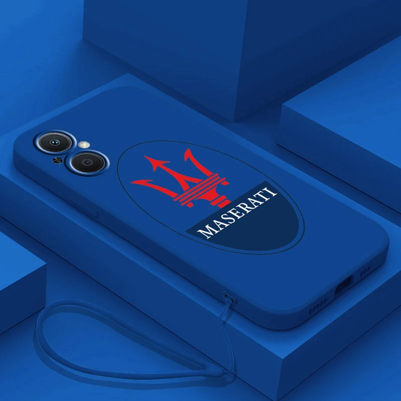 

Luxury Car Maserati Logo For OPPO A5 A9 A12 A72 A53 S A73 A93 Find X2 X3 X5 Lite Pro Neo 5G Liquid Rope Soft Phone Case