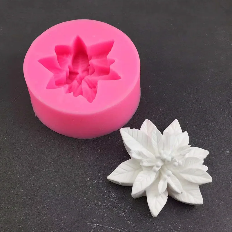 

Christmas series holly leaves Christmas flowers chocolate cake decoration mold sugar turning mold decoration mold silicone mold