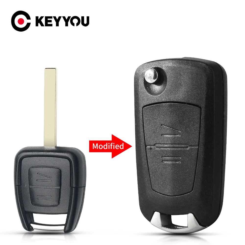 

KEYYOU 2 Buttons Flip Folding Modifed Remote Car Key Shell Cover for Vauxhall Opel Astra Zafira Omega Vectra Mk4 key Case Fob