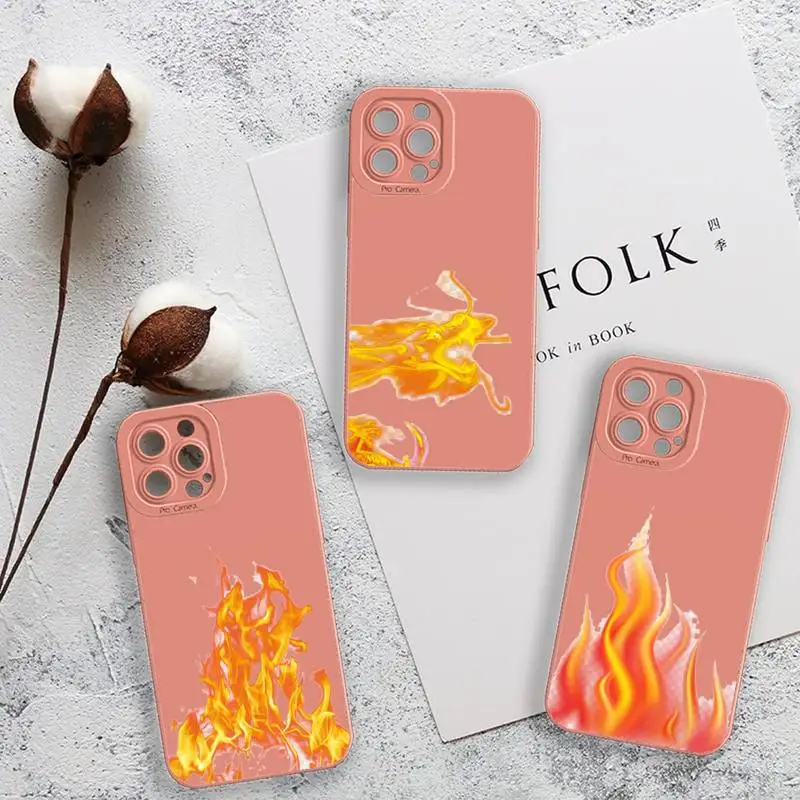 

Green Red Flame Fire Cool Phone Case For iPhone 13 12 11 Pro MAX Mini X XS XR 7 8 Plus Camera Lens Liquid Silicone