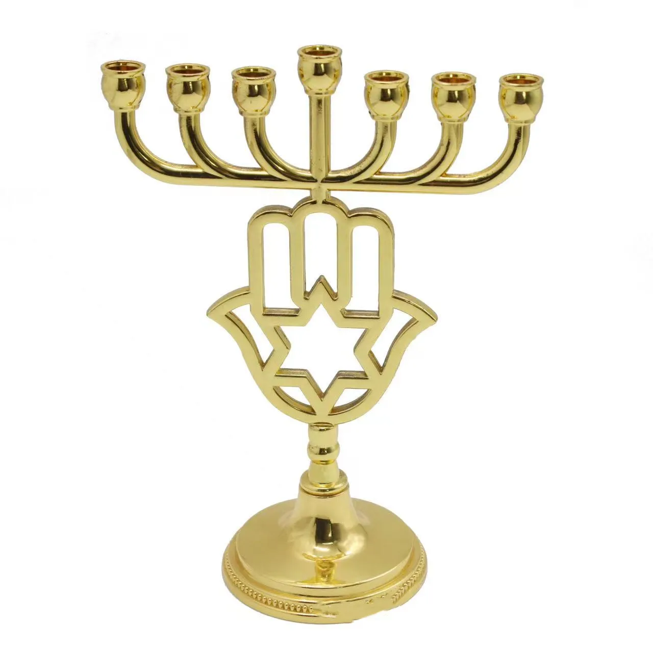 

Traditional Graceful Style Menorah 9.5" Tall Non Tarnish - Precision Die Cast Classic Chanukah Candle Menorahs