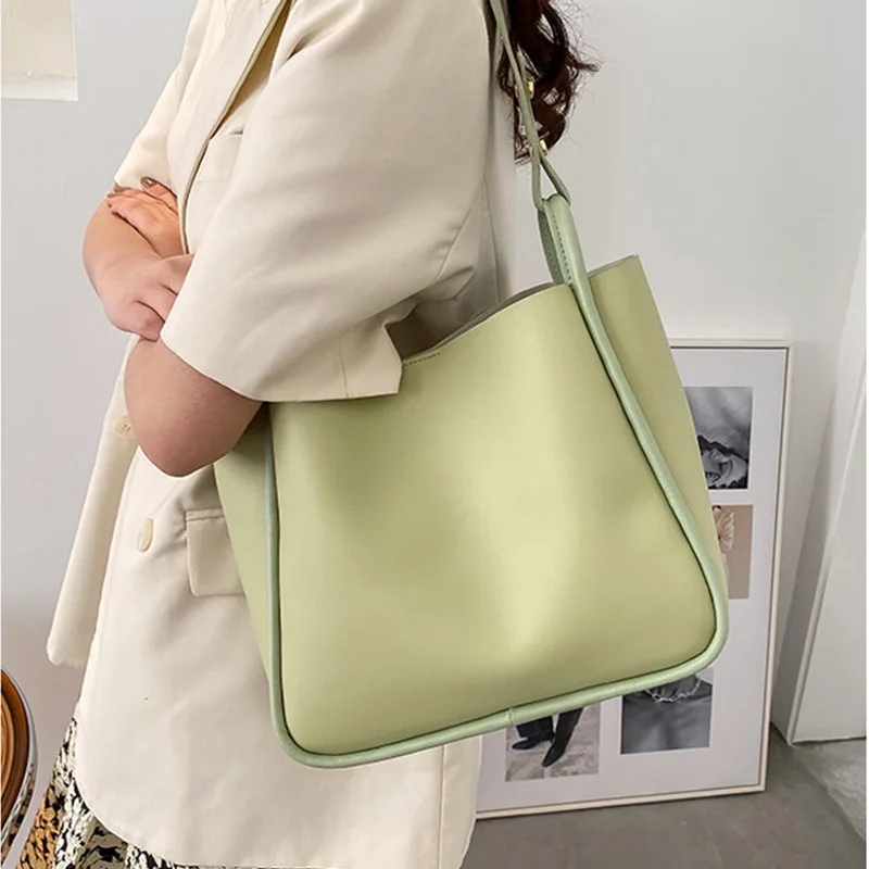 

High Quality Women's Bags Large Capacity Tote Pack Ladies PU Leather Single Shoulder Bags Fashion Commute Bags 2022 New In