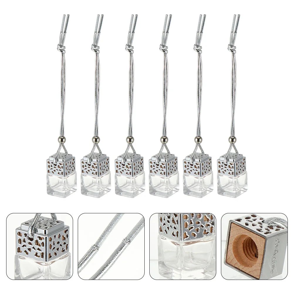 

6 Empty Refillable Car Bottle Hanging Aromatherapy Bottle Car Hanging Decor for Car Home Air Freshing