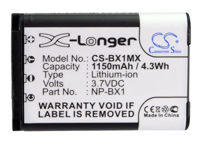 

Camera Battery For Sony NP-BX1 Cyber-shot DSC-RX100 Cyber-shot DSC-RX100/B HDR-AS10 HDR-AS15 Cyber-shot DSC-RX1