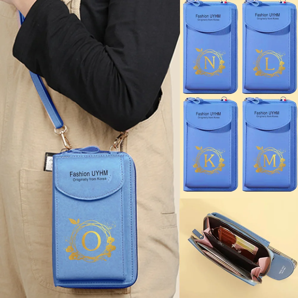 

Touch Screen Phone Bag Crossbody Bags Women Shoulder Wallet Women's Bag Mobile Wallet Messenger Pouch Card Holder Wreath Pattern