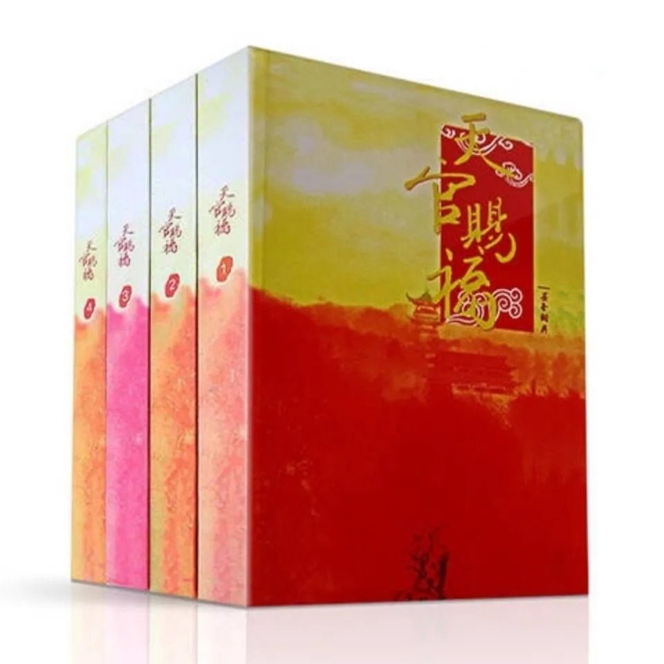 Libros de cuentos MXTX para niños, set de 4 unids/set/set, libro de ficción de la novela de fantasía china de bendición, Tian Guan Ci Fu