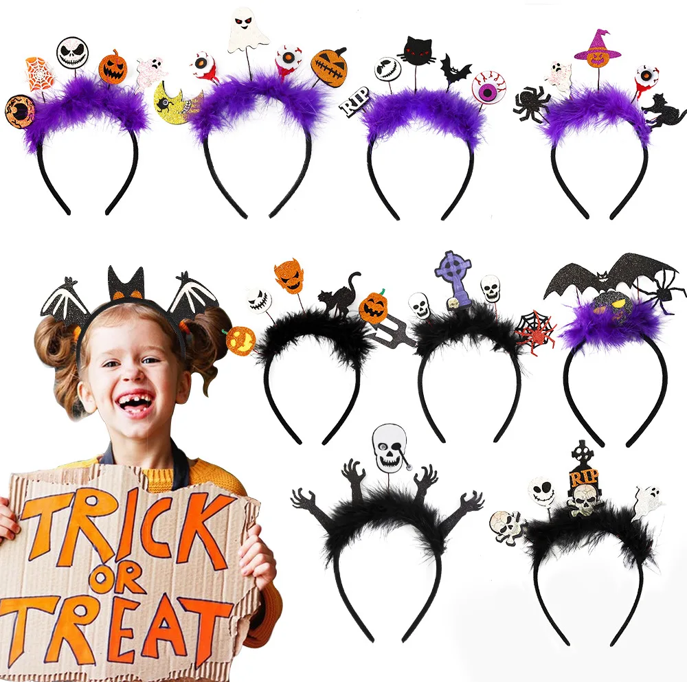 

Children's Headgear Headbands Bat Pumpkin Spider Skull Witch's Castle Terror Ornament Halloween Carnival Easter Party Kids Gifts