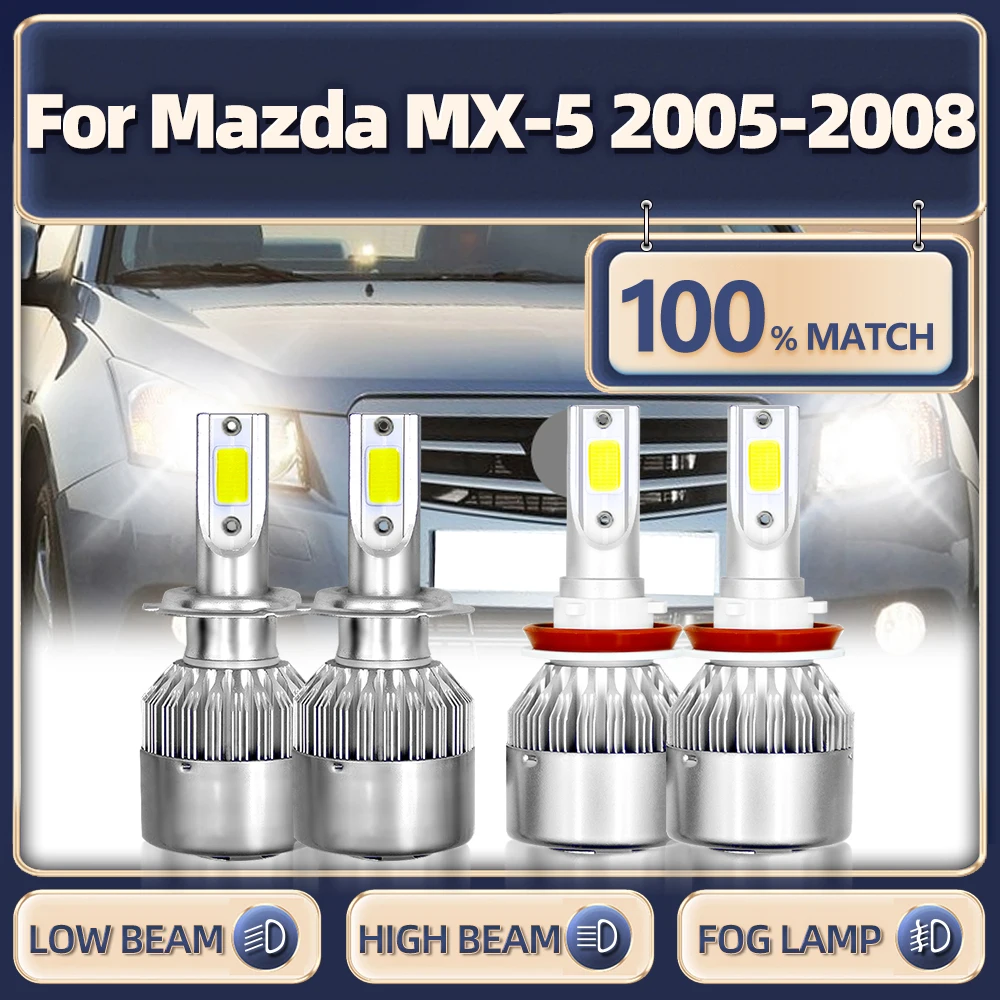 

H7 H11 LED Car Headlight Bulbs 40000LM 240W Turbo Lamp 12V 6000K White Auto Headlamps For Mazda MX-5 2005 2006 2007 2008