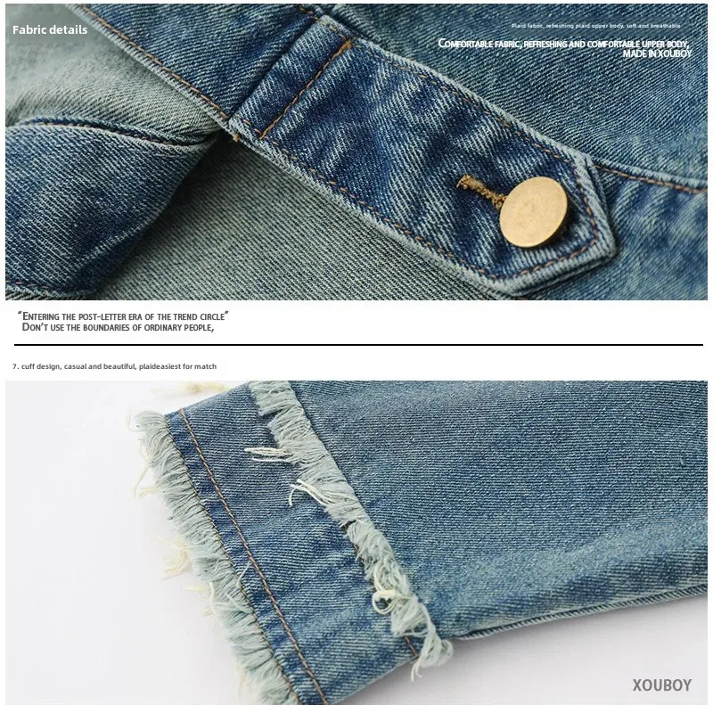 Yprsamerican Стиль Уличная одежда вышитая звезда моющаяся джинсовая куртка для мужчин