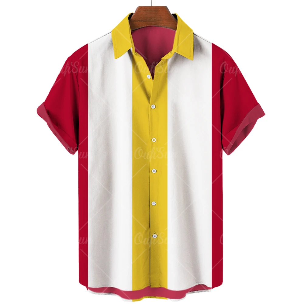 

2022 Men's Shirt National Ball Pattern Men's Hawaii Camicias Casual One Button Versatile Shirt Printed Short Sleeve Shirt Top