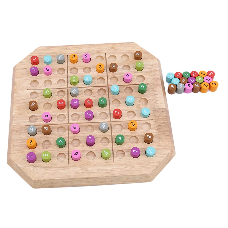 

1Set Wooden Sudoku Game Chess High Quality Interesting Rubber Wooden Children's Educational Toys Adult Intelligence Game