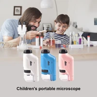 mini pocket microscope kit 60x 120x lab handheld microscope battery powered microscope with led light kids science microscop
