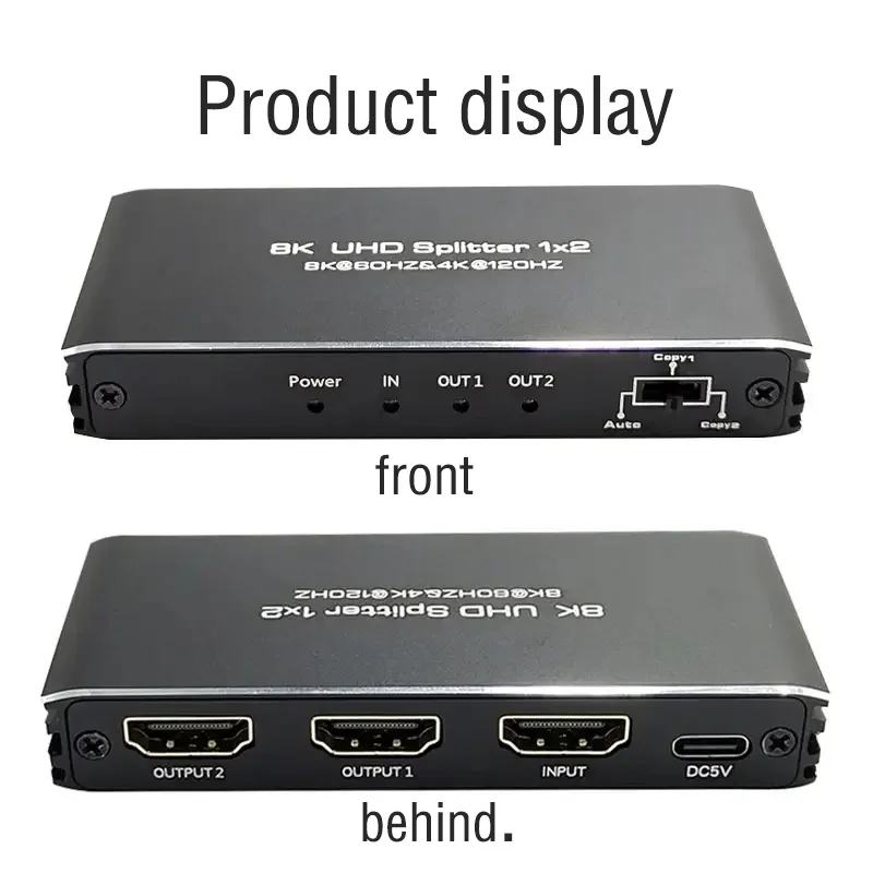 Фото Переключатель HDMI 8K при 60 Гц 2,1, разветвитель HDMI 1 в 2 выхода с Xbox Series HDCP2.3 Xbox PS4X Pro PS5 Roku ТВ-монитор-проектор №4