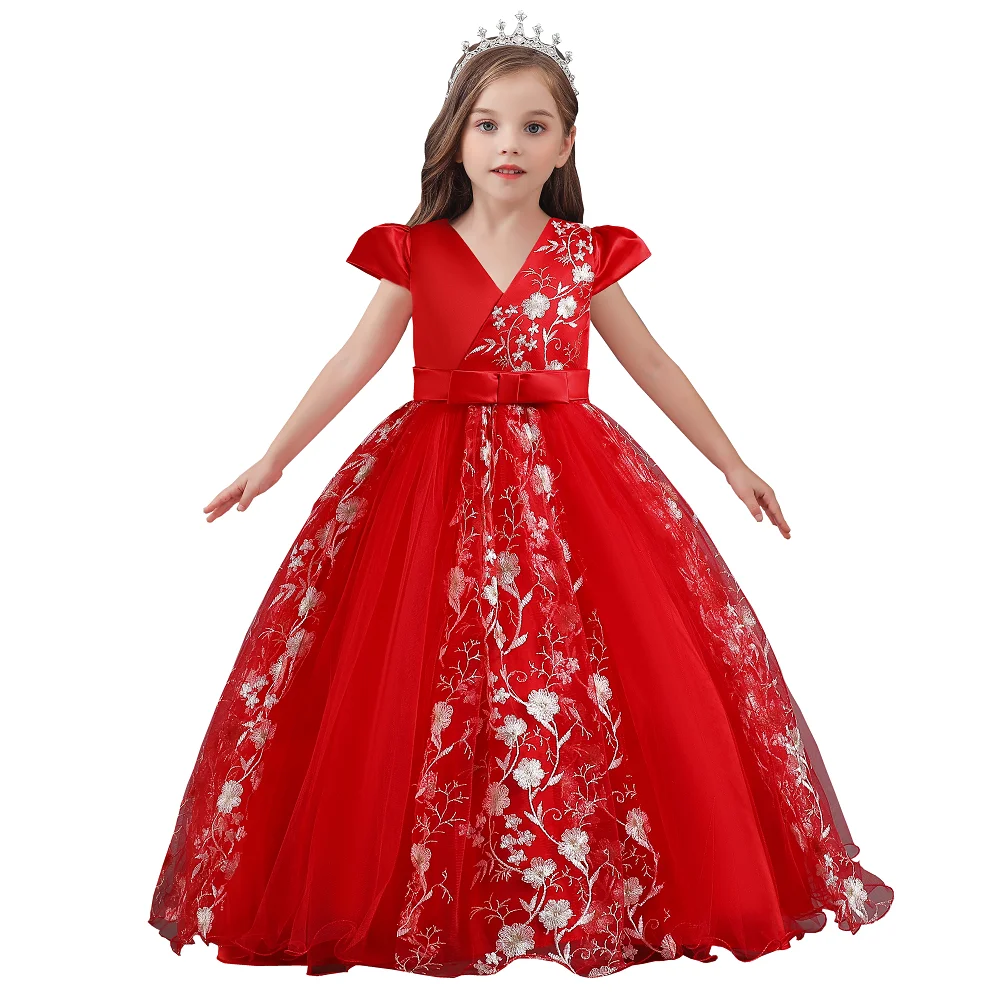 

High Grade Girl Long Cute Polyester Princess Gown Beautiful 3-Year-Old Baby Birthday Flower Dress