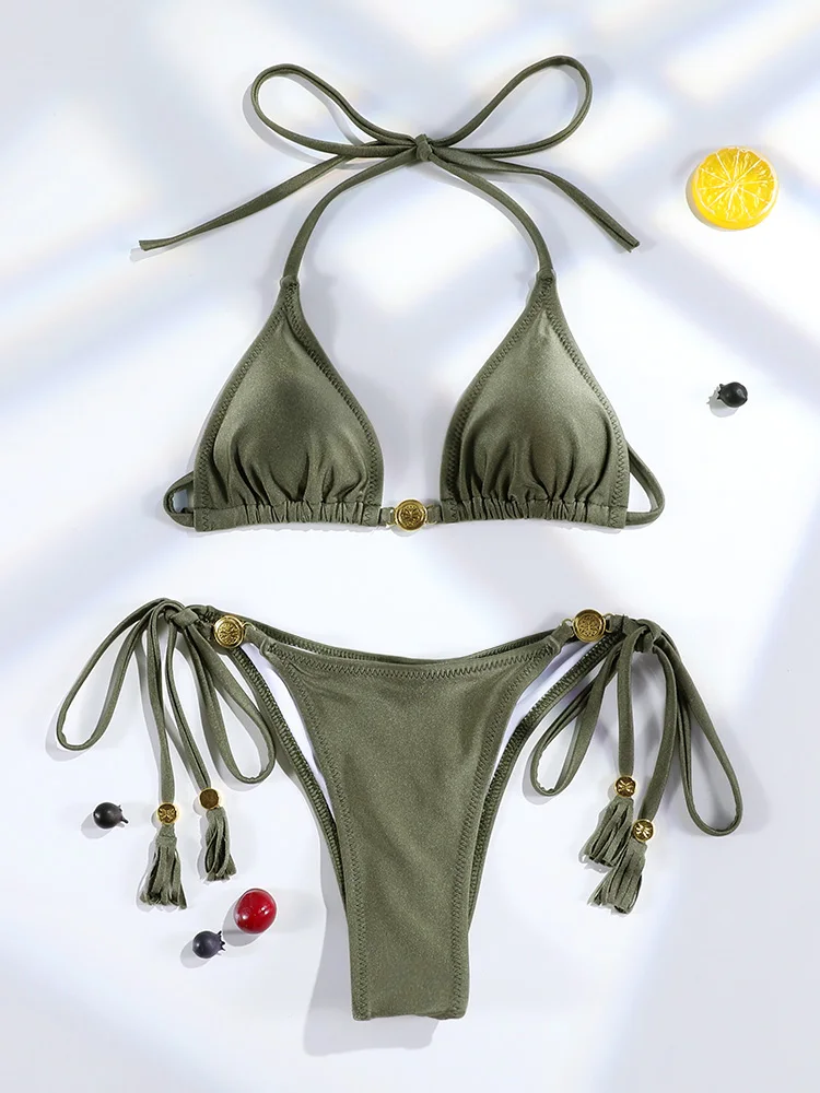 Сексуальные бикини с эффектом пуш-ап стринги купальник женский розовый