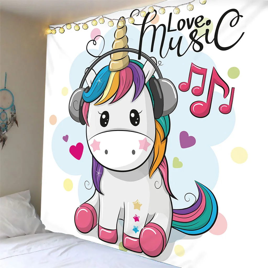 

Cute Unicorn Printed Living Room Decoration Wall Hanging Tapestry Yoga Mat Rug Home Decor Art Dropship