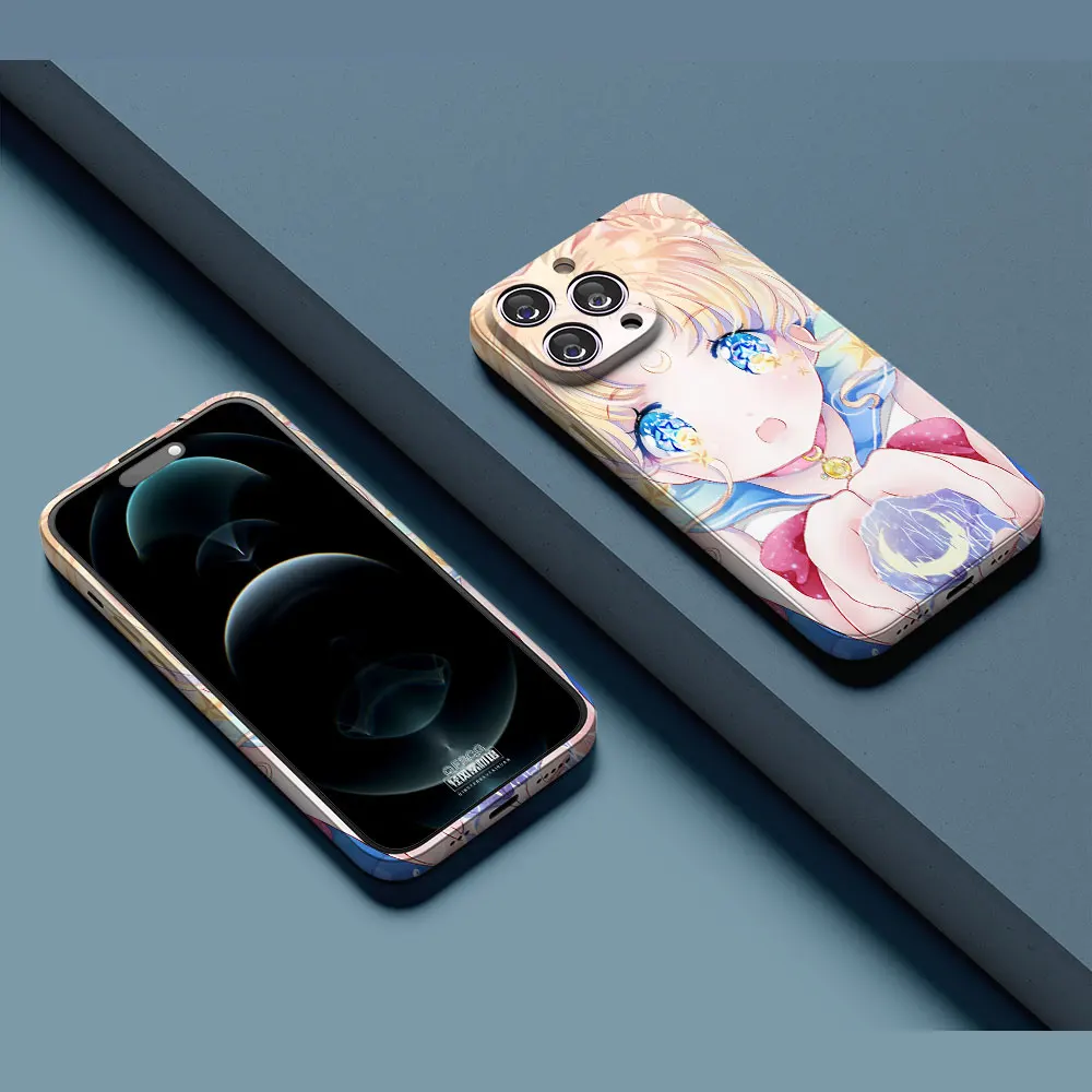 

Cute Girl S-Sailor Moon Phone Case For Apple iPhone 14 13 12 11 Pro Max Mini 7 8 6 6s X Xs Xr Plus Feilin Film Hard Cases Cover