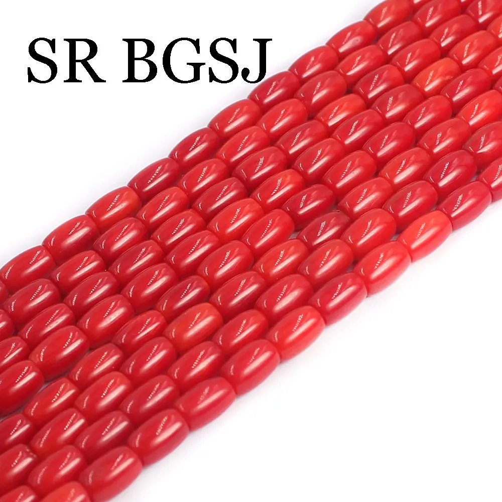 

5x8mm Natural Red Coral Rice Column Beads Shaped Loose Spacer Coral Beaded For Jewelry Making DIY Bracelet Necklace Accessories