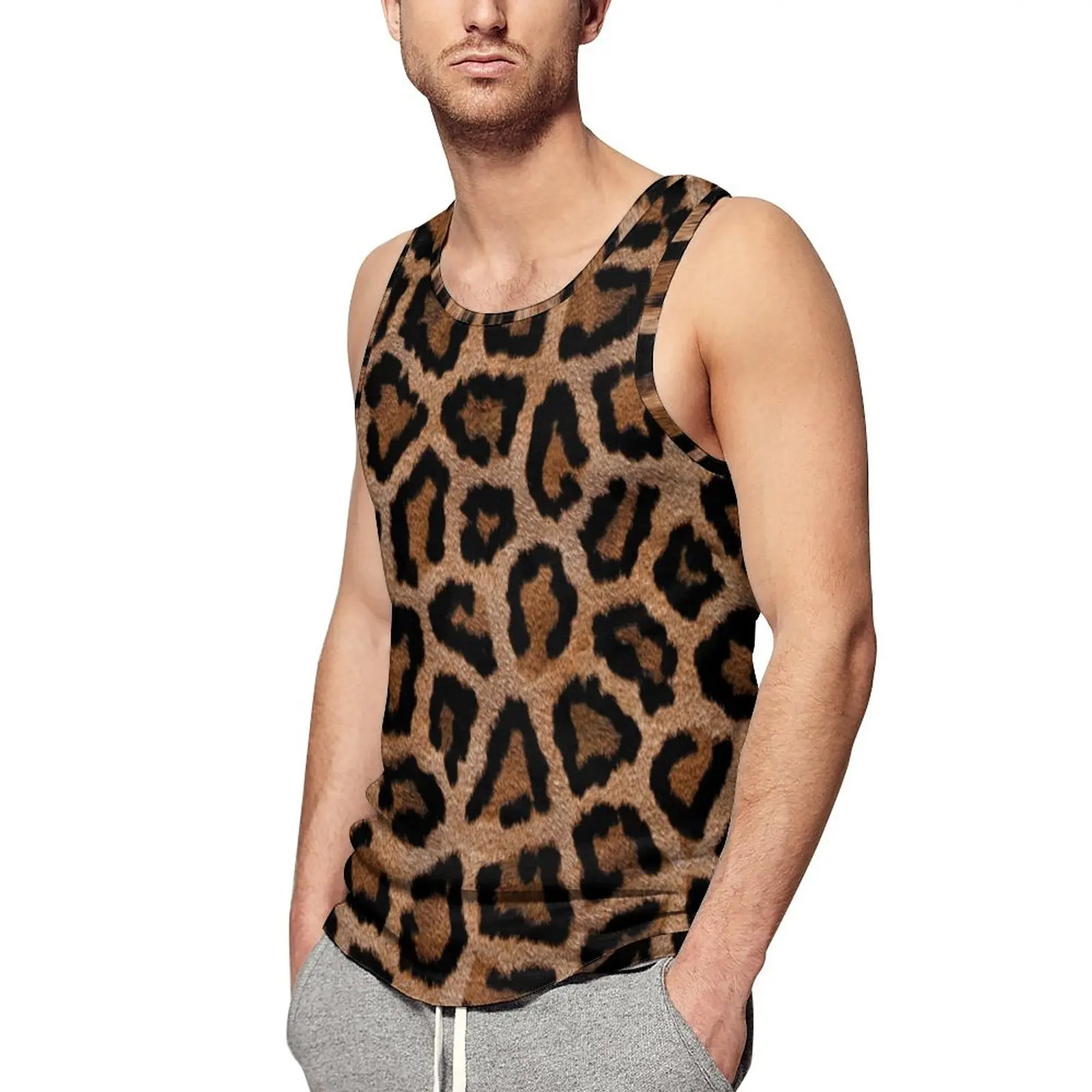 

Майка мужская с принтом животных, крутые топы с пятнистым леопардовым принтом, индивидуальная рубашка без рукавов, лето