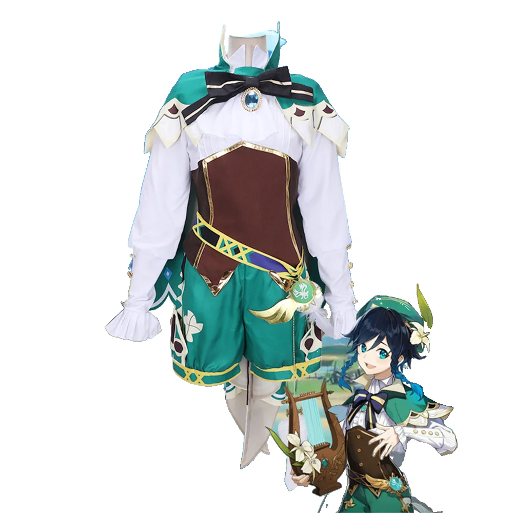 

Genshin Impact Косплей Венти Хэллоуин Аниме женский Shota Loli костюм зеленый COS Playset