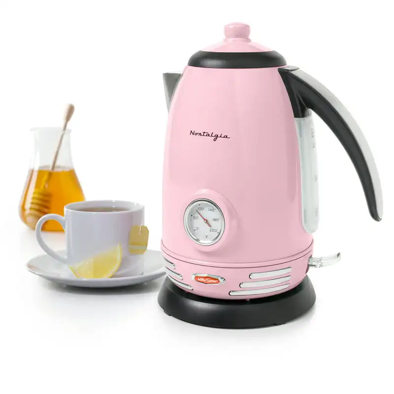 

WK17AQ Retro 1.7-Liter Stainless Steel Electric Water Kettle with Strix Thermostat, Pink