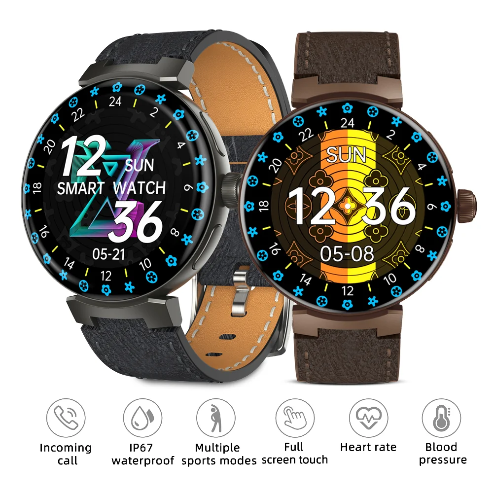

LV02 Sports Smart Watch 1.32inch Smartwatch For Women NFC Sleep Heart Rate Bluetooth Call Music Play Man Wristwatch Leather Band