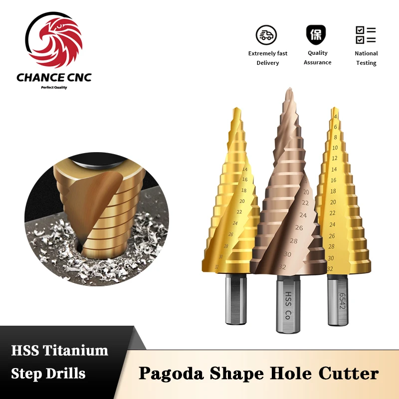 

1PCS/3PCS 4-12/20/32mm HSS Titanium Step Drills The Pagoda Shape Hole Cutter Wood Metal Hole Cutter Core Drilling Tools machine