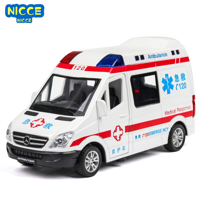

Машина скорой помощи и пожарной машины Nicce 1:32 Benz, металлическая модель автомобиля, литый под давлением из сплава, игрушки для детей, A103