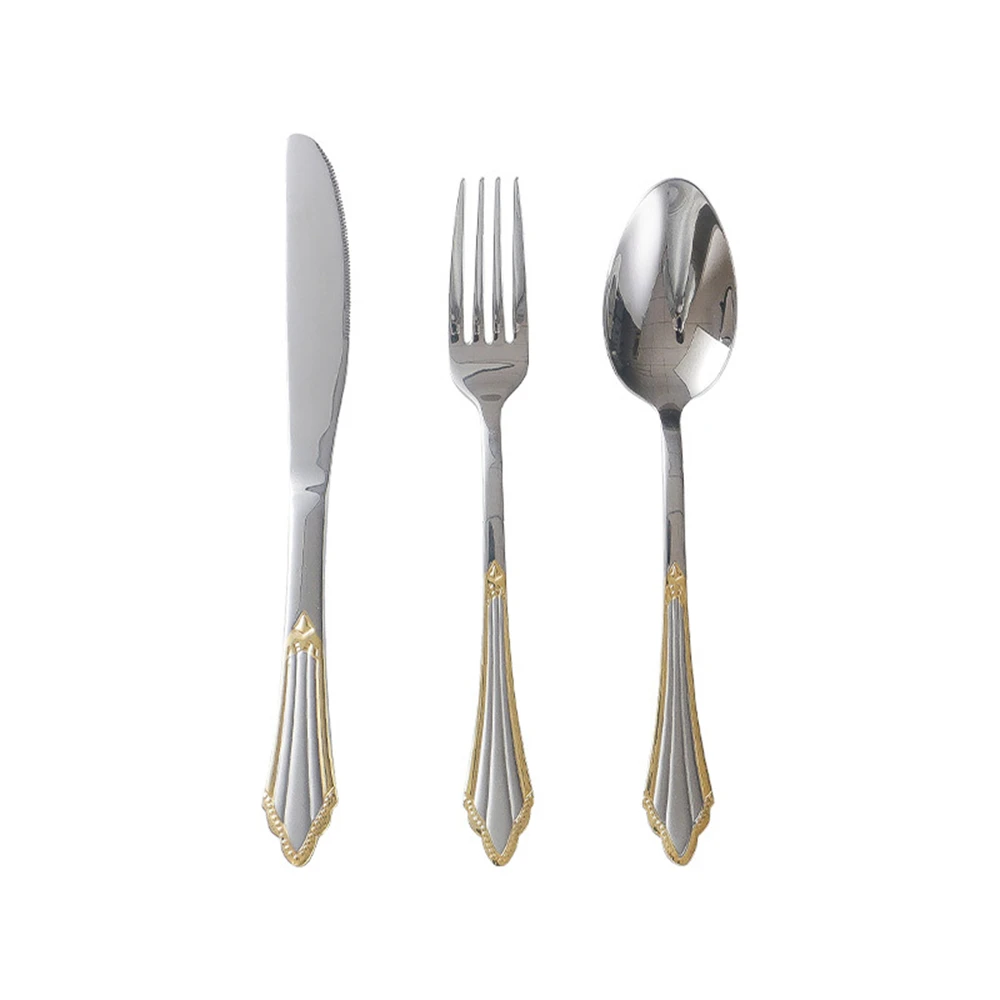 

Gold-plated England Cutlery Set Stainless Steel Ins Wind English Tableware Mirror Polishing Knife Fork Spoon Spoon