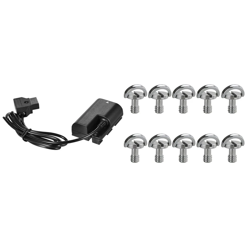 

10X D-Ring 1/4Inch Mounting Mount Screw Thread For Camera Tripod & 1X D-Tap To Lp-E6 Fully Decoded Dummy Battery Adapter