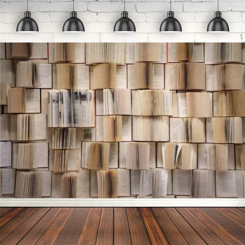

Vintage Bookshelf Photography Backdrop Book Reading Background Banner poster Photo Studio Props