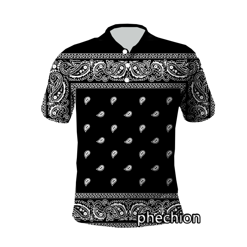 

phechion 3D Printed New Fashion Bandana Sport Polo Shirt Harajuku Streetwear Casual Short Sleeve Tops Fitness Unisex M08
