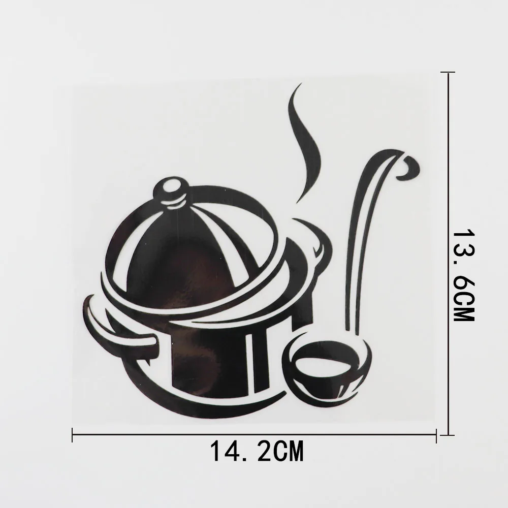 

1 pcs 14.2CM×13.6CM Kitchen Supplies Car Sticker Cookware Vinyl Decal Black/Silver