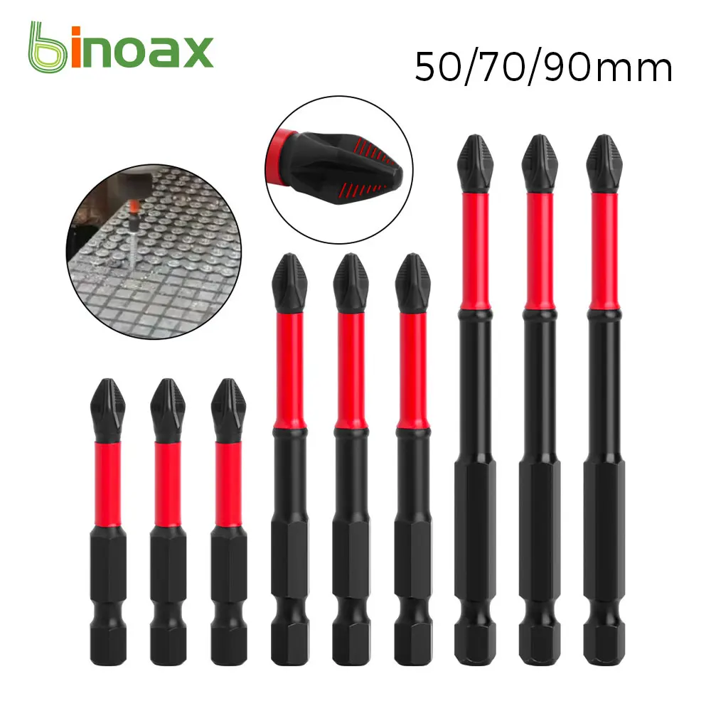 Фото Набор Магнитных крестовых насадок Binoax S2 5A, 3/5 шт., противоскользящие насадки для шуруповерта PH2 Phillips №1