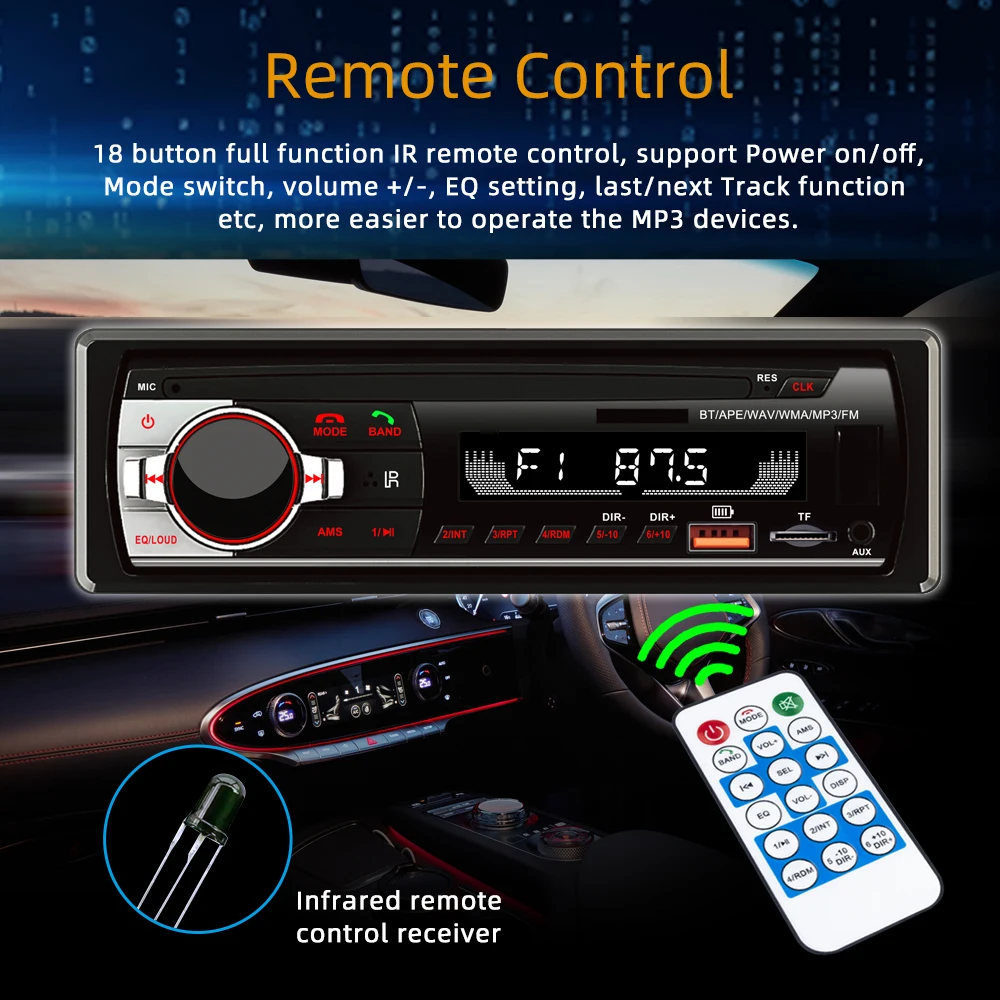 Автомагнитола REAKO один Din Bluetooth Автомобильный MP3-плеер светодиодный светодиодными