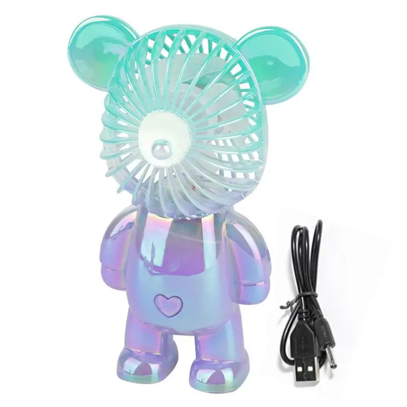 

Cartoon Bear Fan Electroplating Colorful Violent Bear Student Fan Portable Creative Desktop Mute USB Charging Handheld Fan