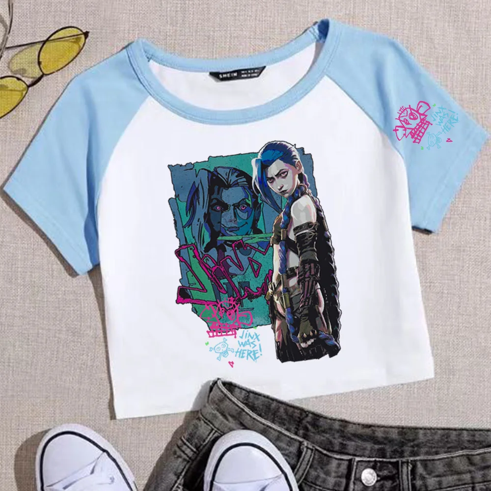 Женская укороченная футболка с коротким рукавом и круглым вырезом