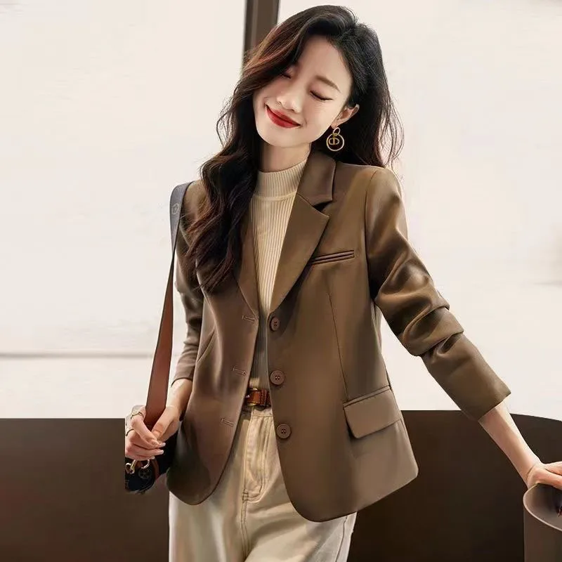 

Женский офисный пиджак, модный однобортный приталенный пиджак в винтажном стиле, повседневный простой костюм, жакет, топы, осень 2023