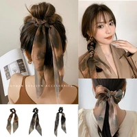 korean hair ties for women ponytail scarf printed satin elastic long ribbon hair bands hair tie girls scrunchies hairwear gifts