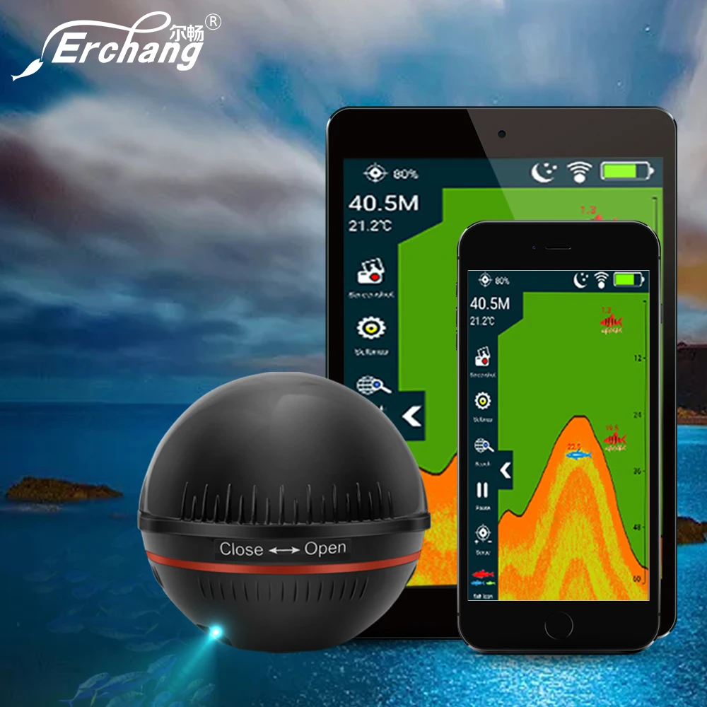 

Erchang XA02 Echo Sounder Portable Wireless Fish Finder Sonar 48m/160ft Detector Fishing Alarm IOS&Android Russia Warehouse